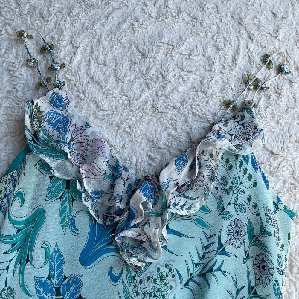 ICE silk floral fairy slip dress rosette straps ruffle asymmetrical vintage Y2K‎ - Picture 10 of 16